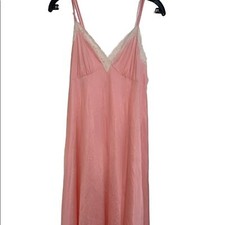 Vintage peach silky maxi nightgown slip size small