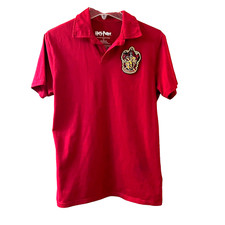 Harry Potter Mens Med Polo Shirt Gryffindor Embroidered Patch Red S/S Collar