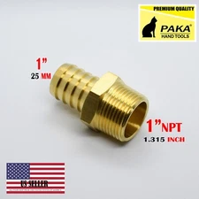 1" HOSE BARB X 1" MALE NPT Brass Pipe Fitting NPT Thread Gas Fuel Water Air