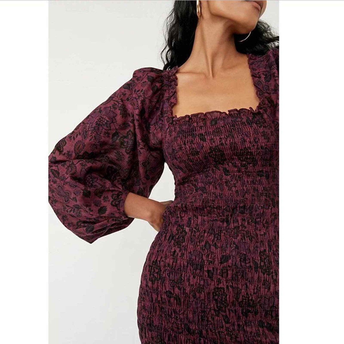 puff sleeve smock mini dress Walker Smock Mini Dress - Black