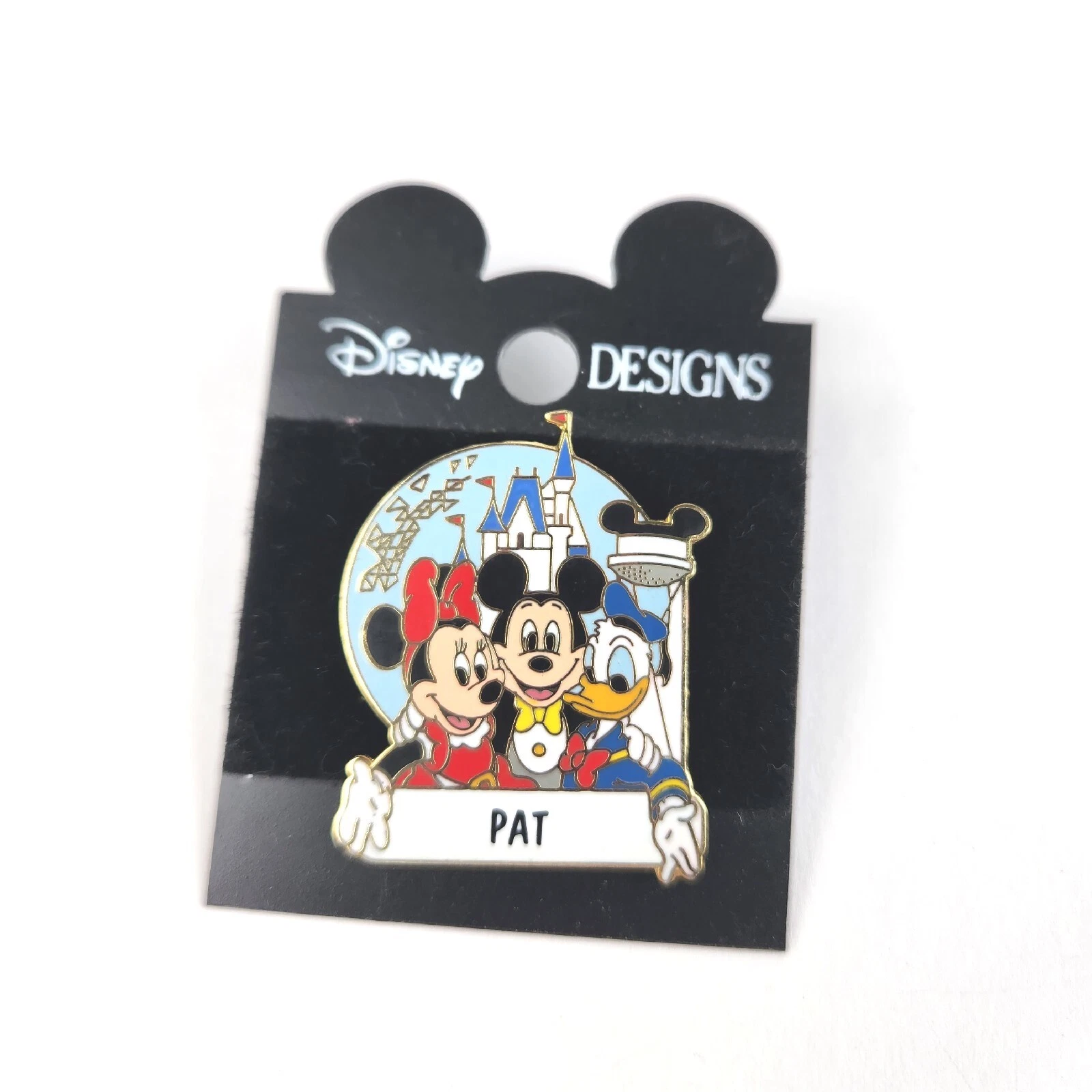 Disney Designs Mickey Minnie Mouse Donald Duck "PAT" Lapel Hat Pin