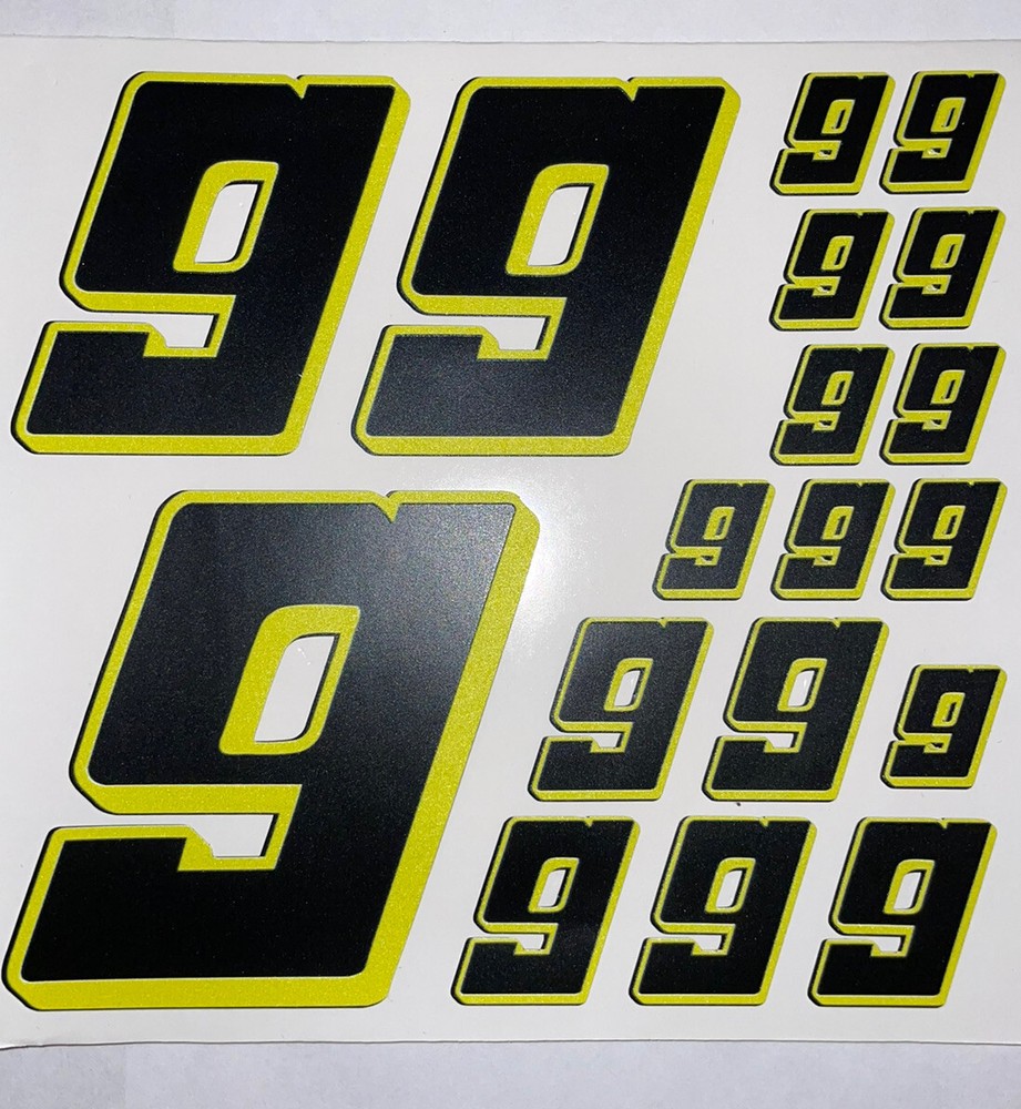 Matte Black-w/ Yellow Shadow #9’s Racing Numbers  Rc Box L3