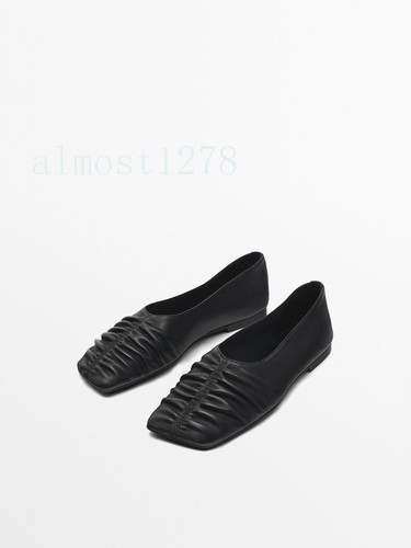 Scarpe da ballo donna MASSIMO DUTTI punta quadrata vera pelle morbide piatte - Foto 6 di 16