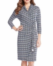 Karen Kane 1L72048 Blue Diamond  Super Stretch Jersey Cascade Wrap Dress $138
