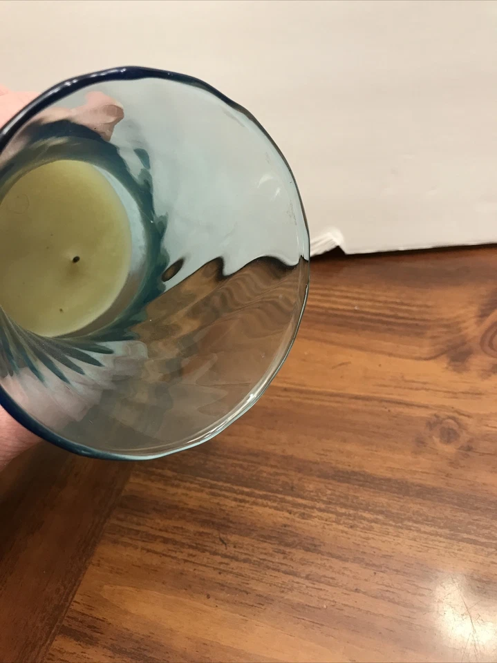 Suporte votivo vintage Homco Home Interiors vidro azul - Imagem 3 de 4