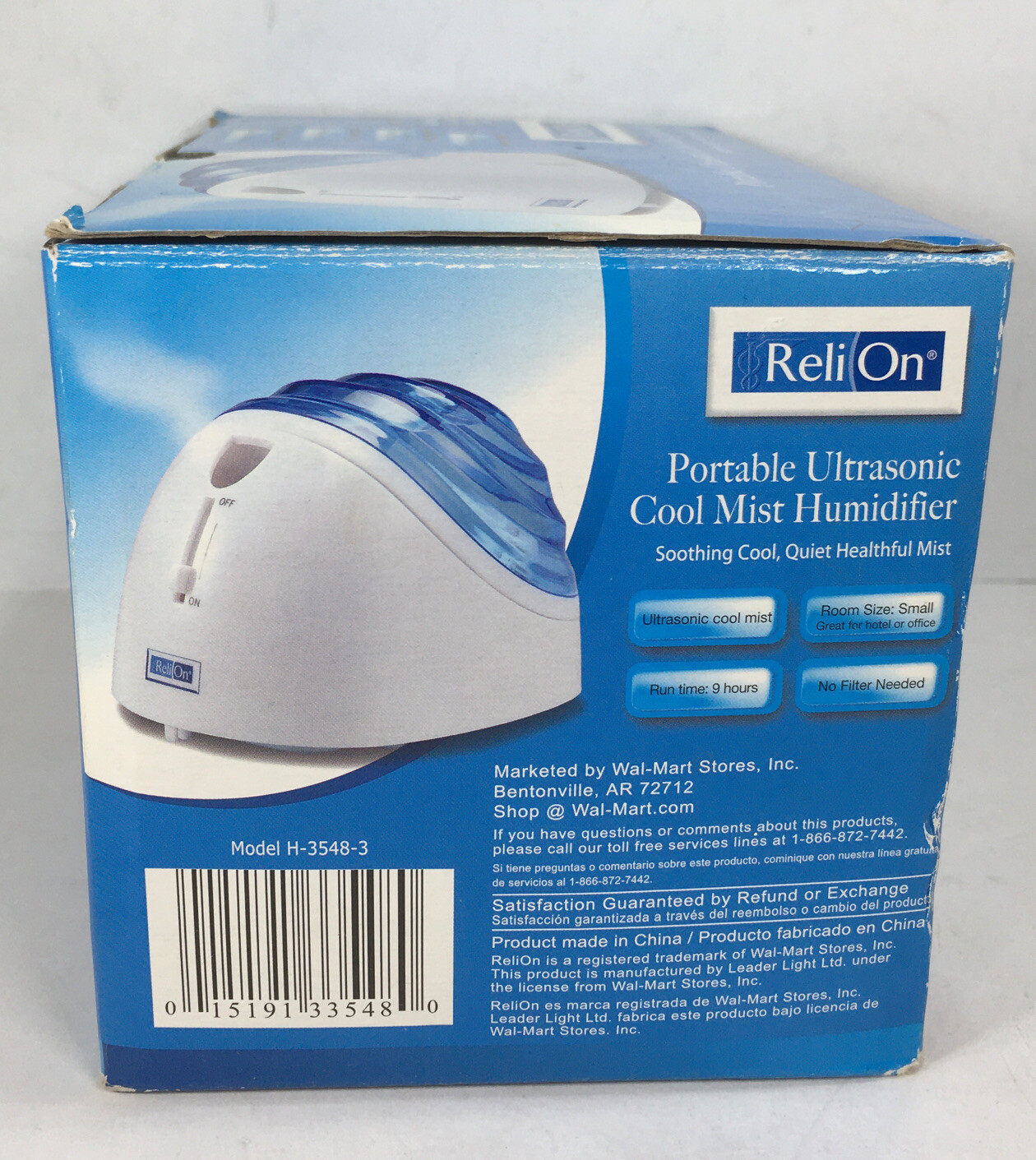 ReliOn Portable Ultrasonic Cool Mist Humidifier New Open Box eBay