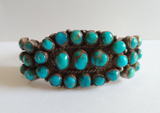 VINTAGE 1930S MENS SIZE NAVAJO INDIAN SILVER MULTI TURQUOISE CUFF BRACELET