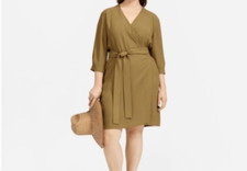 EVERLANE Olive Green Wrap Dress sz 8