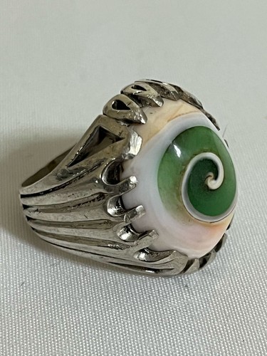 Rare Men silver 925 Ring Natural Yemen agate Aqeeq Handmad عطف بحري مضئ نادر - Picture 10 of 16