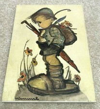 Hummel Wooden Looks Like Rain Wall Plaque Goebel MJ Paper Sepia Muted Germany