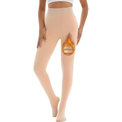  Fleece Lined Tights Women, Warm Fleece Lined Leggings Women, One Size Skin