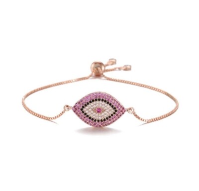 2 Karat Lab Created Multi Saphir & CZ Evil Eye verstellbares Bolo Armband in Silber