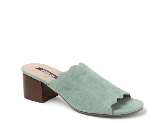 Lovely Kensie Halo Green Suede Sandals Size 10