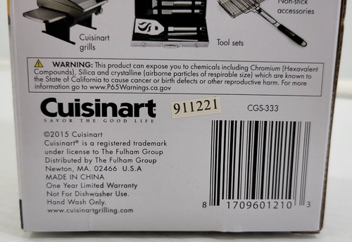 *L) Cuisinart CGS-333 Grill Pro Set 3-Piece Tong Spatula Fork Stainless-Black - 第 6/9 張圖片