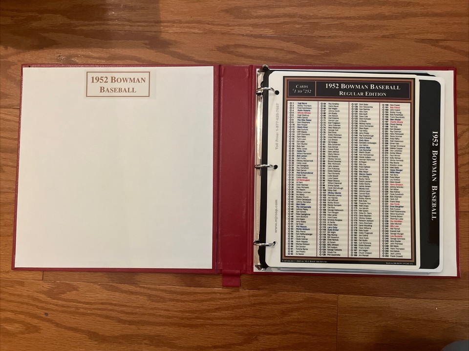 MJ Roop 1952 Bowman Baseball Archival Binder w/ Slip - NM | eBay