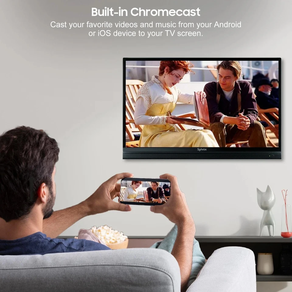 SYLVOX 32" Smart Google TV 12V RV TV DC 9-36V Chromecast Built-in - Open-Box - Image 3 of 4