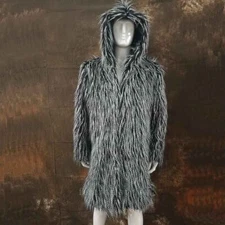 Unisex Winter Faux Fur Over Coat Women/Men Loose Hooded Long Parkas Overcoat