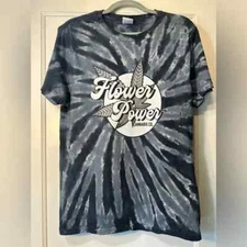 Flower Power Cannabis Co Black & White Tie Dye Shirt Unisex Size Medium