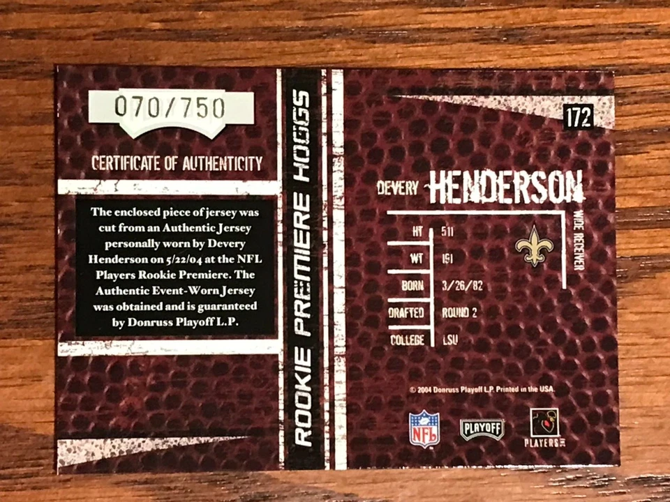 2004 PLAYOFF HOGG HEAVEN AUTHENTIC EVENT-WORN JERSEY DEVERY HENDERSON #070/750 - Image 2 of 2