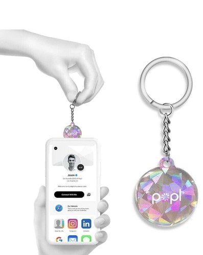 Popl Keychain Digital Business Card - Smart NFC Tag Share Contact Info, etc. - 第 1/9 張圖片