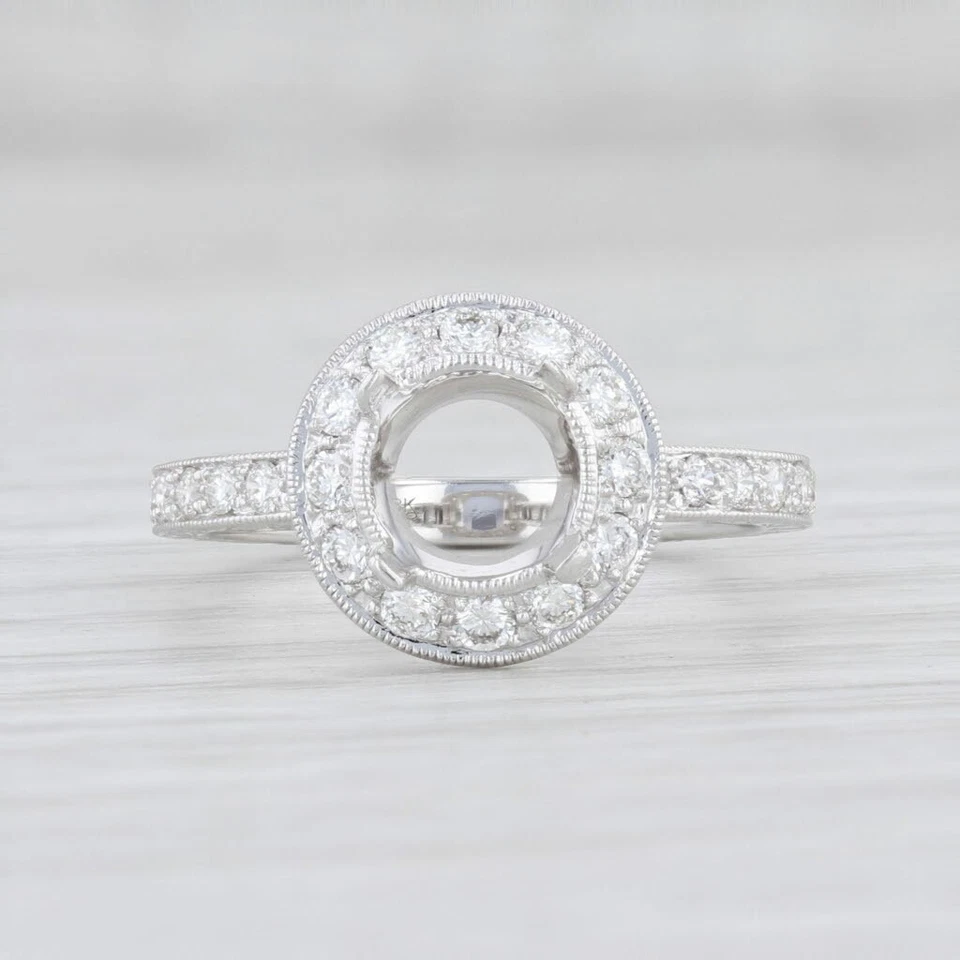 New Beverley K Diamond Semi Mount Halo Engagement Ring 14k Gold Size 6.75 - Image 2 of 4