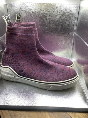 Givenchy Sock Sneakers Men Purple Marbled Fabric-Size 41 (Pre-owned )