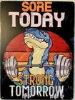 Tin Sign New Large 12x16 Dinosaur Weightlifting Gym Exercise Barbell Strong #78