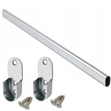 Wardrobe Oval Pole Hanging Rail Fittings 30x15mm 300-1800mm Clothes Bar Pole