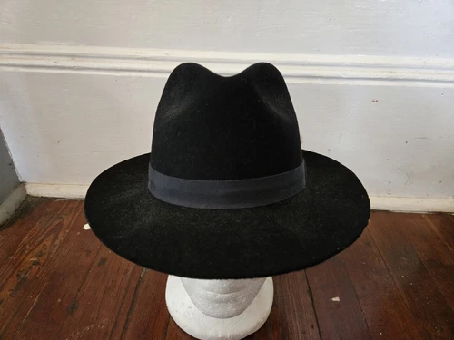 SIMA INTERNATIONAL 100% Wool Black Fedora Size Large