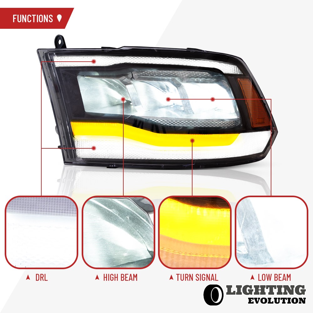 LED Headlights For 2009-2018 Dodge RAM 1500 2500 3500/1500 Classic 2019-2021