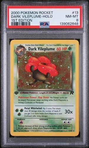 2000 POKEMON ROCKET 1ST EDITION #13 DARK VILEPLUME-HOLO PSA 8