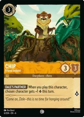 x1 Chip - Friend Indeed - 6/204 - Common - Cold Foil Lorcana DLC06 Azurite Sea M