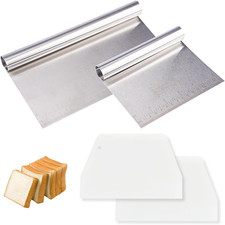 4 Stück Teigschaber Edelstahl, 22Cm + 15Cm Teigschneider Groß Mit Messskala, Gem