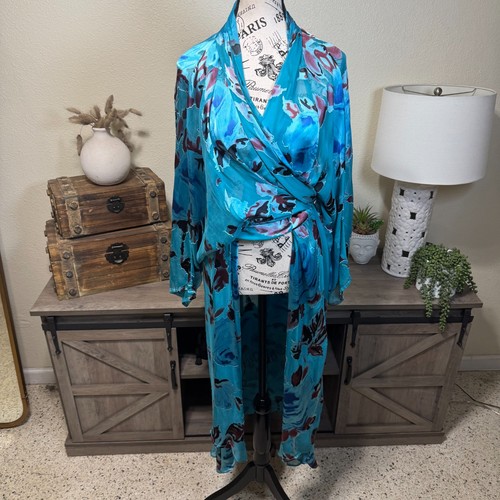 VTG URU KRISTINE ST RRIK 100% Silk Kimono Original Print One size Rare Floral - Bild 3 von 12