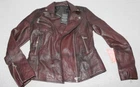 Barneys Originals Leather Biker Jacket Womens UK 8 Burgundy BNWT
