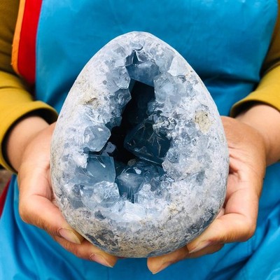 4.2LB Natural Blue Celestite Geode Quartz Crystal Mineral Specimen Healing