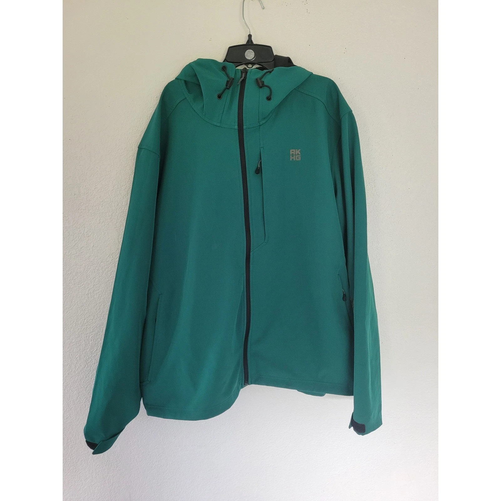 AKHG Duluth Trading Co Teal Green Softshell Hooded Jacket Mens XL Full Zip #8