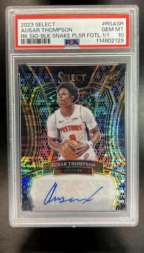 2023-24 Select Ausar Thompson Rookie Black Snake Skin Pulsar Auto #1/1 PSA 10