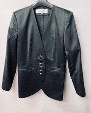 Christian Dior Cotton Stripe Sleeve Collarless Bar Jacket Size 9 Black Women