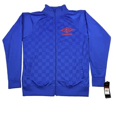 NWT Mens Umbro Soccer Track Zip Jacket Blue Checkered Size Med Athletic Sports