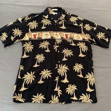Vintage Pierre Cardin Shirt Mens Large Palm Hawaiian Short Sleeve Button Front