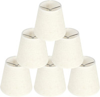 6Pcs Kleiner Flachs Kerze Kronleuchter Lampenschirm, E14 Weiß Barrel Leinen Lamp