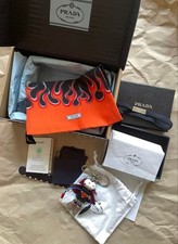 PRADA Robot Saffiano Leather Bag Charm Triangle Logo Orange Key Ring 1TR017