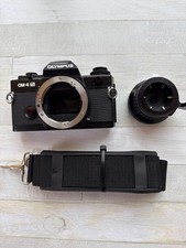 Olympus OM-4 Ti pellicola corpo fotocamera obiettivo cinghia set usato nero dal Giappone