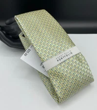 PERRY ELLIS Portfolio Men's 100% Polyester Tie ~ Yellow ~ Langer Geo ~ MSRP $55.
