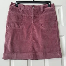 Athleta Womens Size 12 Washed Velvet Skirt Purple Plum Stretch Pockets Dema