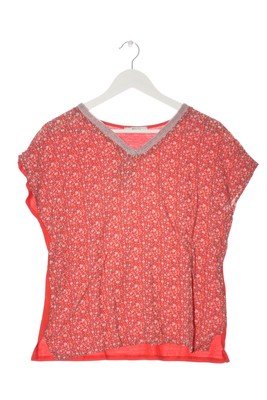 ATELIER JAD V-Ausschnitt-Shirt Damen Shirt Gr. DE 38 rot-weiß Casual-Look