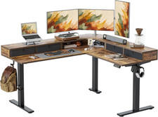 L Shaped 63 X 55 Inch Standing Desk Adjustable Height, Electric Corner Standing
