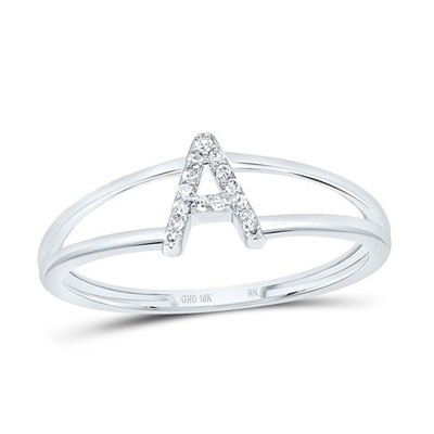 0,05 ctw natürlicher Diamant Anfangsbuchstabe Alphabet A Bandring 10k Weißgold
