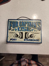 For Captain's Use Wood Sign Wall Decor Port Starboard 10.25"x7" Nautical Pirate 